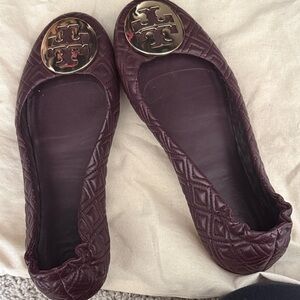 Purple Tory Burch Dress Up Flats with Gold Logo
